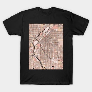 Denver Map Pattern in Soft Pink Pastels T-Shirt